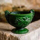 Cache-pot en fonte émaillée verte