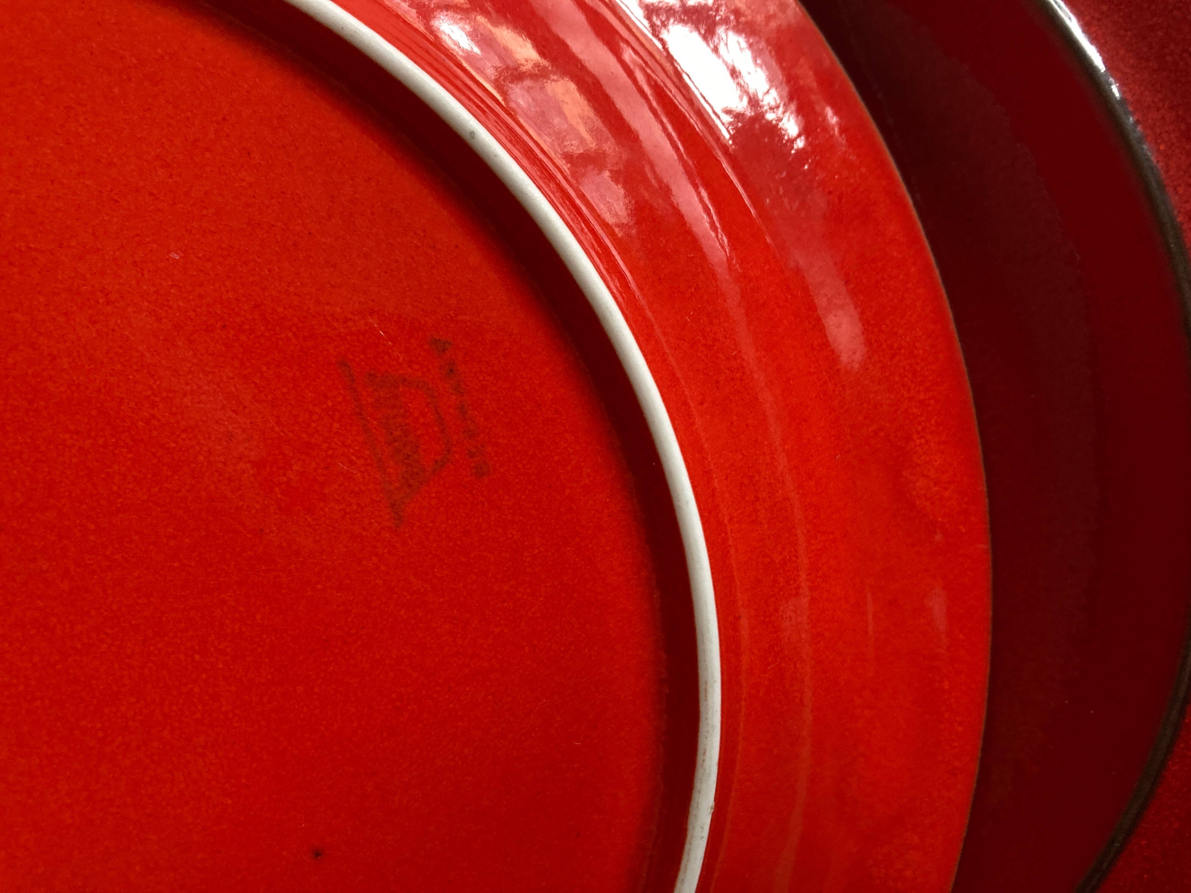 Set of 10 plates 1970 in red stoneware design Hertha Bengtson Thomas Rosenthal Scandinavian