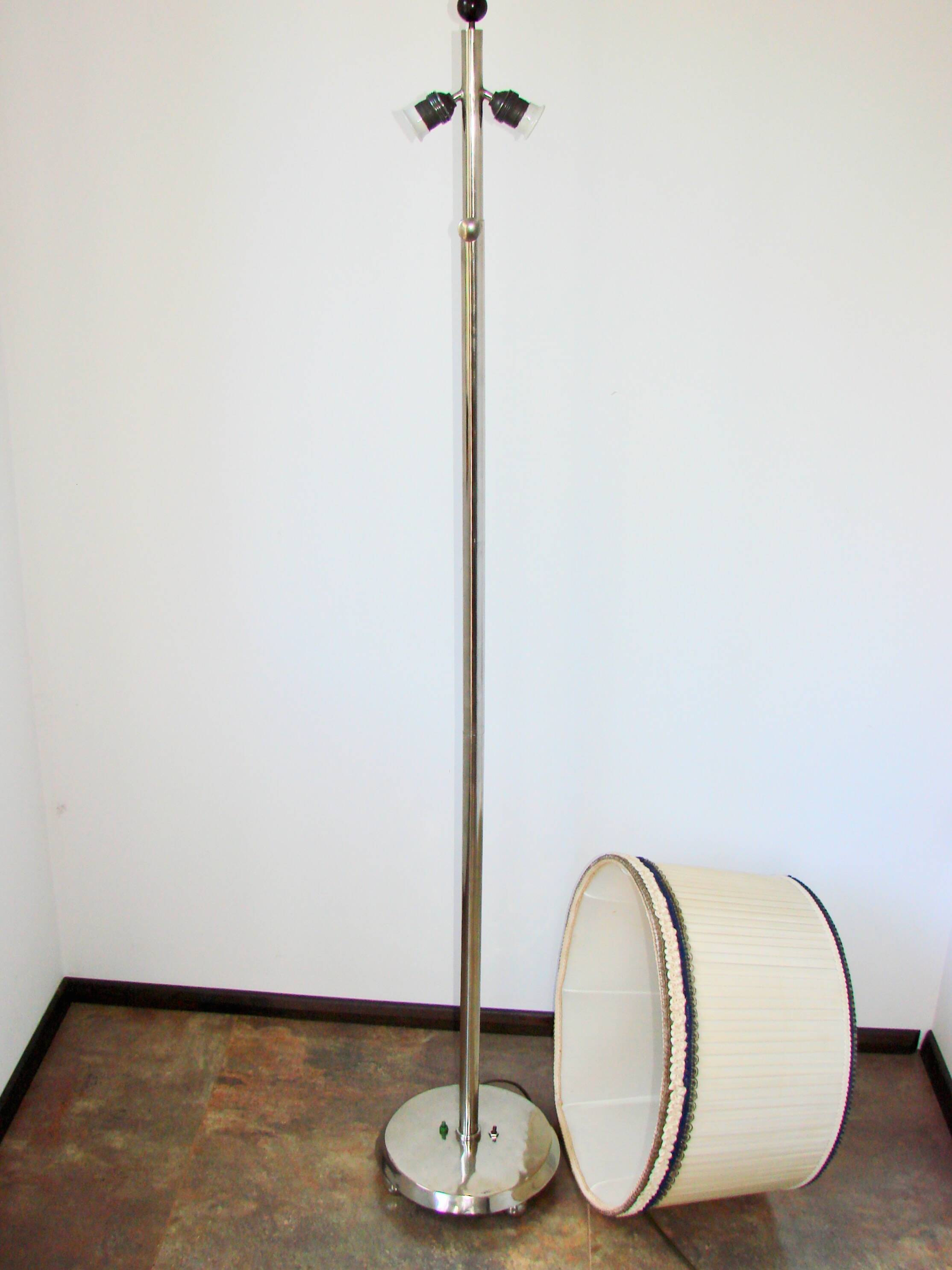 Art Deco floor lamp, 1930s, nickel-plated steel