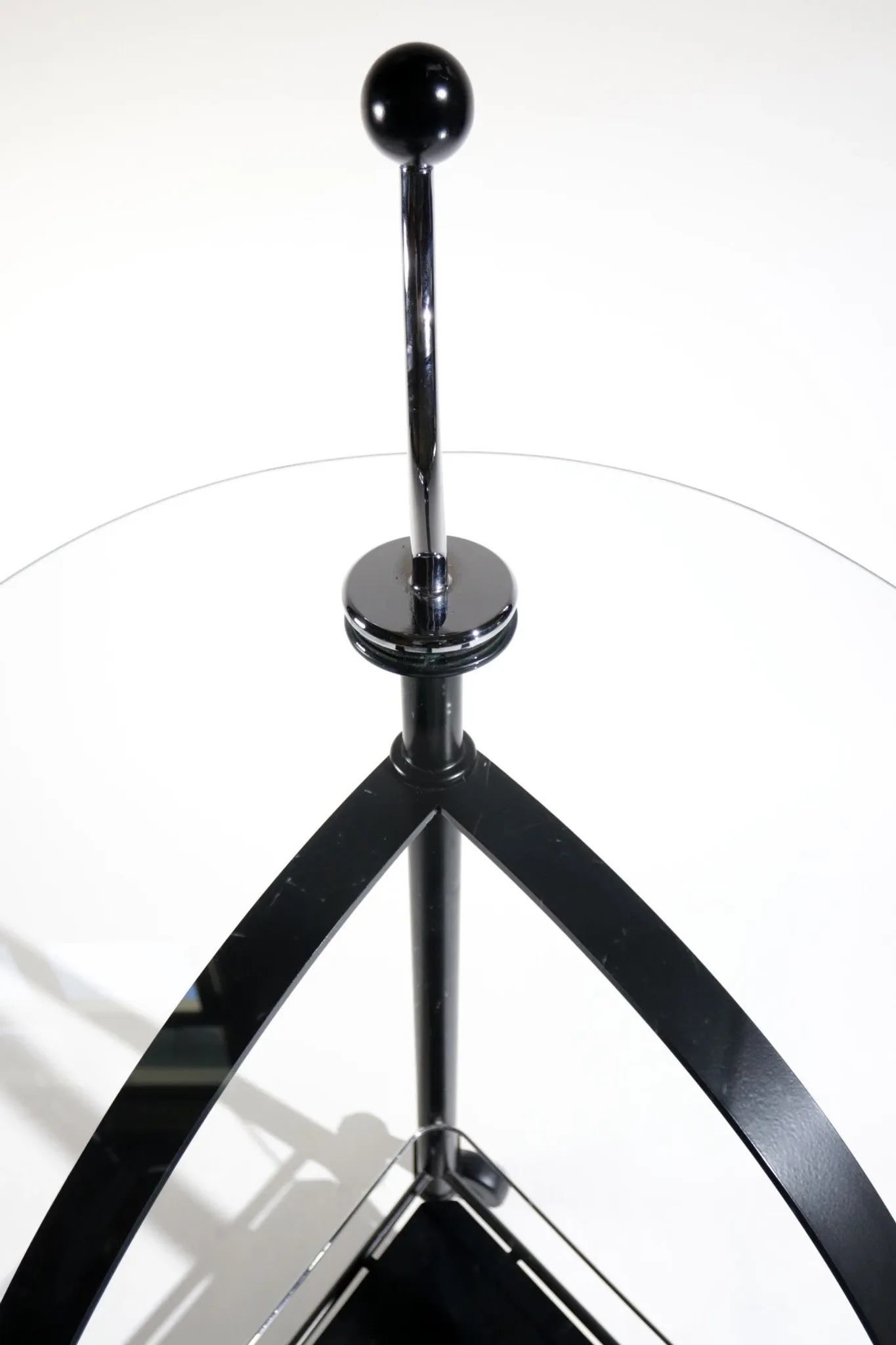 Vintage Bauhaus-style serving trolley with glass top