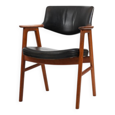 Fauteuil en teck et cuir Erik Kirkegaard modèle 43