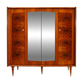Grande armoire Art Déco en placage de bois et miroirs, années 1930