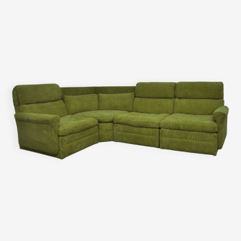 Green Corduroy Modular Corner Sofa, 1970s, Set of 4