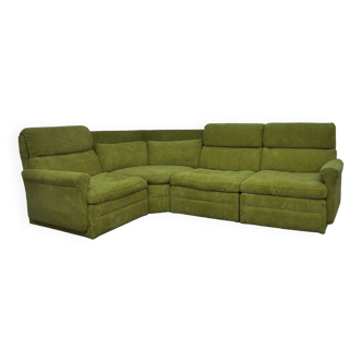 Green Corduroy Modular Corner Sofa, 1970s, Set of 4