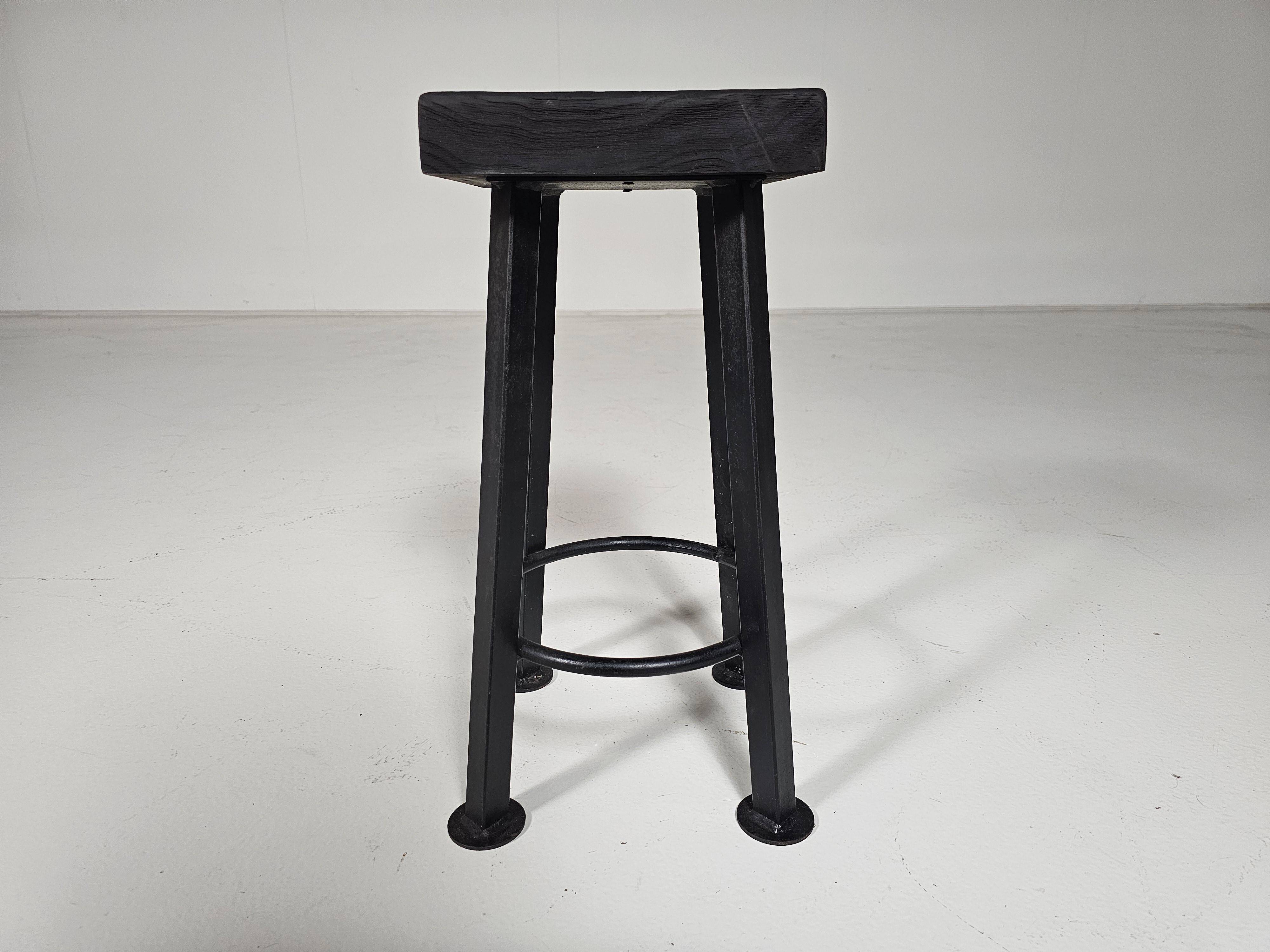 Set of 3 brutalist stools, Belgium, 1970.