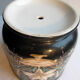 Cache-pot black background, Napoleon III, Paris porcelain: White lilies + Daisies