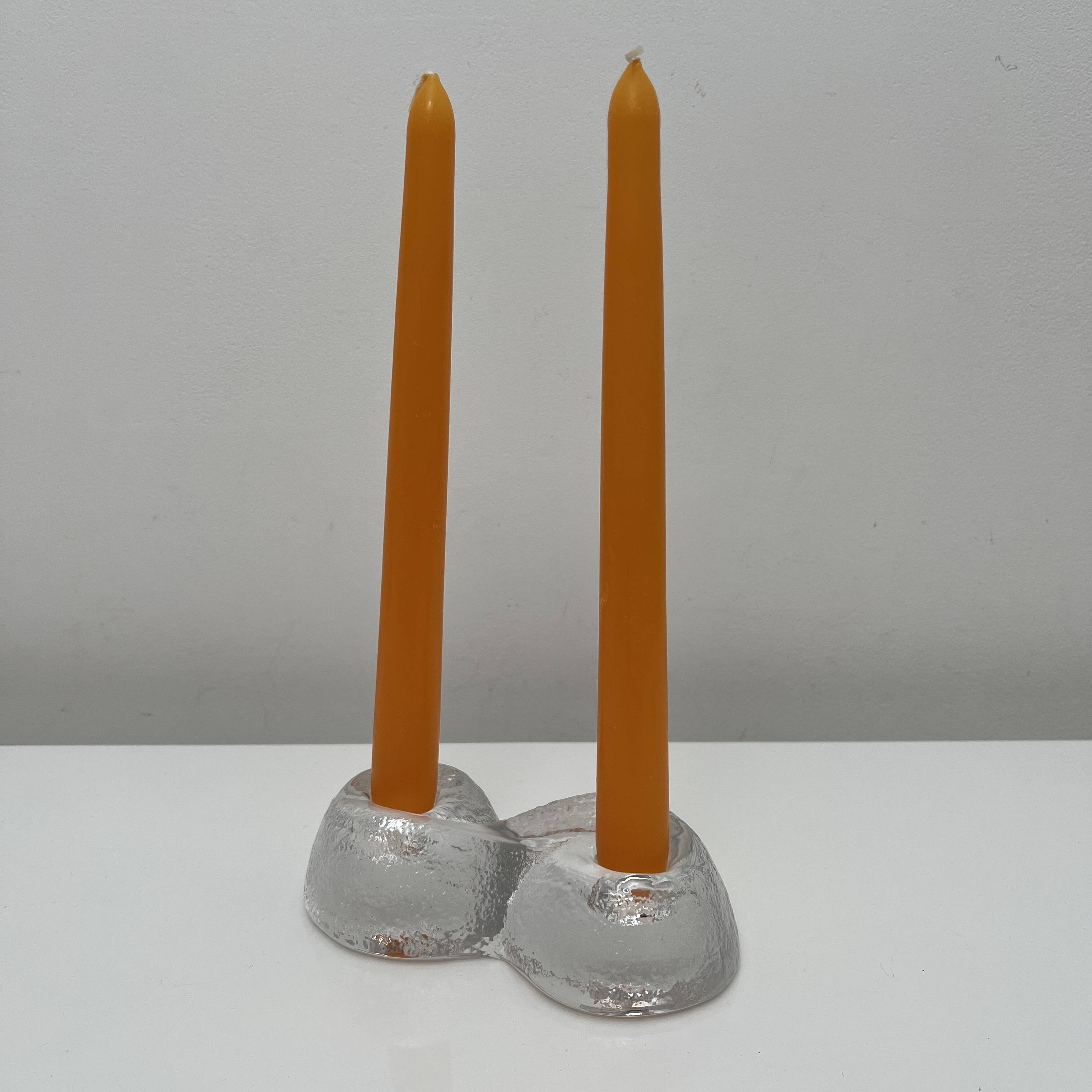 Orrefors Sweden glass candle holder vintage Suede design Lars Hellsten