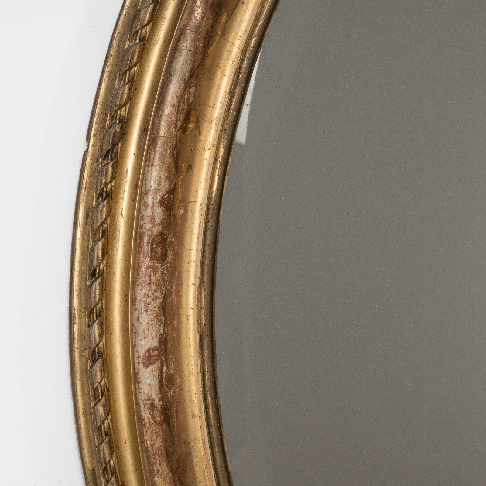 19th C French Oval Gold Leaf Mirror with Crest