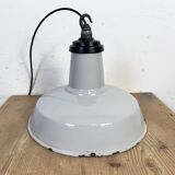 Industrial Grey Enamel Factory Pendant Lamp, 1960s