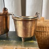 Duo of brass planters with handle