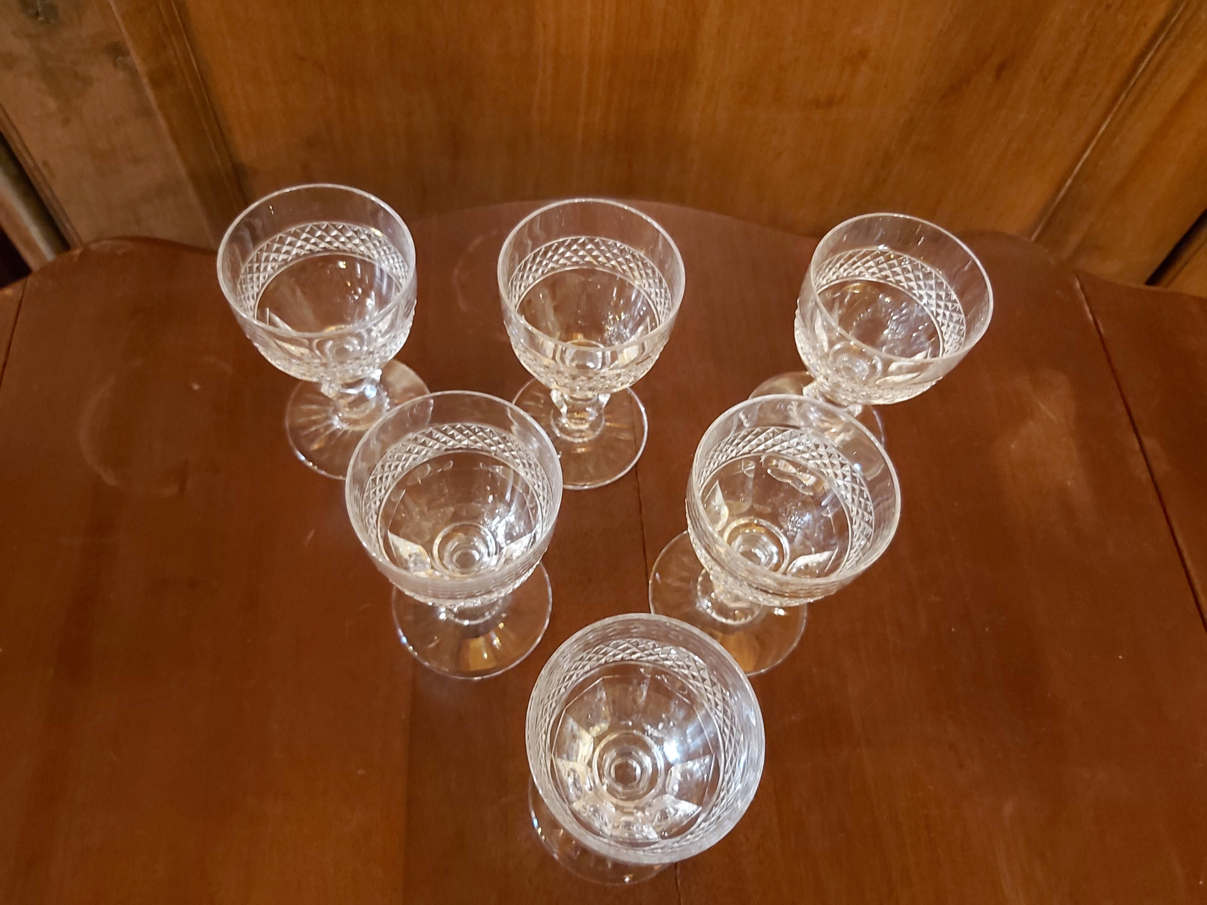 6 glasses of crystal white wine Saint Louis Trianon h 9.8 cm