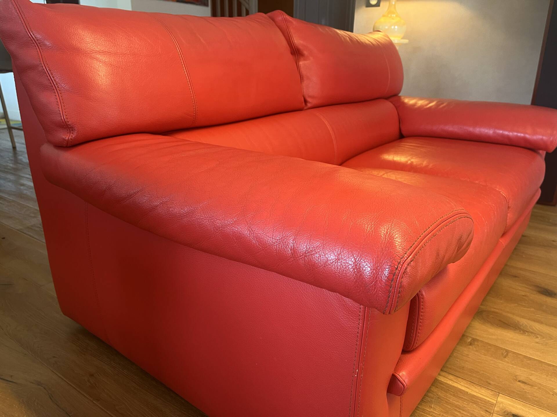 Ligne Roset Claude Brisson Utah Copper Leather Sofa
