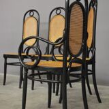 Chairs in curved beech and vienna straw, 1980s, set of 4