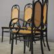 Chairs in curved beech and vienna straw, 1980s, set of 4
