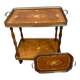 Vintage Italian Inlaid Wood Serving Trolley with Removable Tray Mid-20