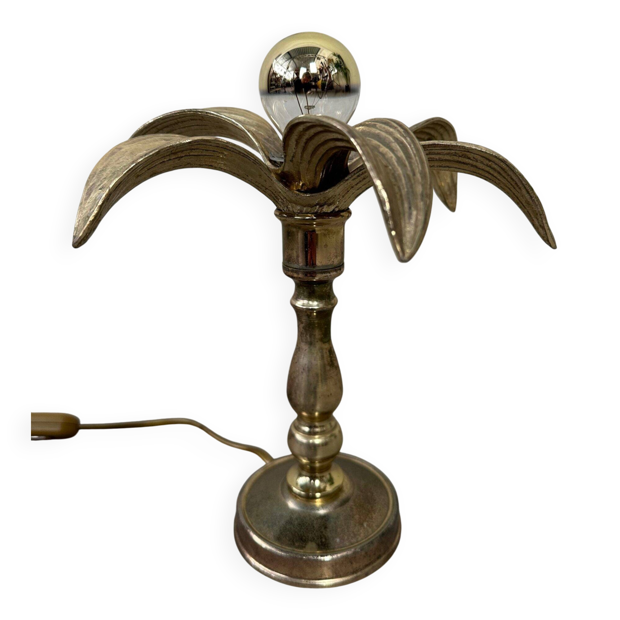 Lampe de table vintage en palmier – Willy Daro pour Massive – années 1970