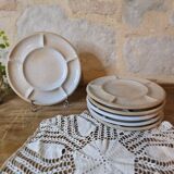 6 "Grès du Marais France" compartment plates for fondue