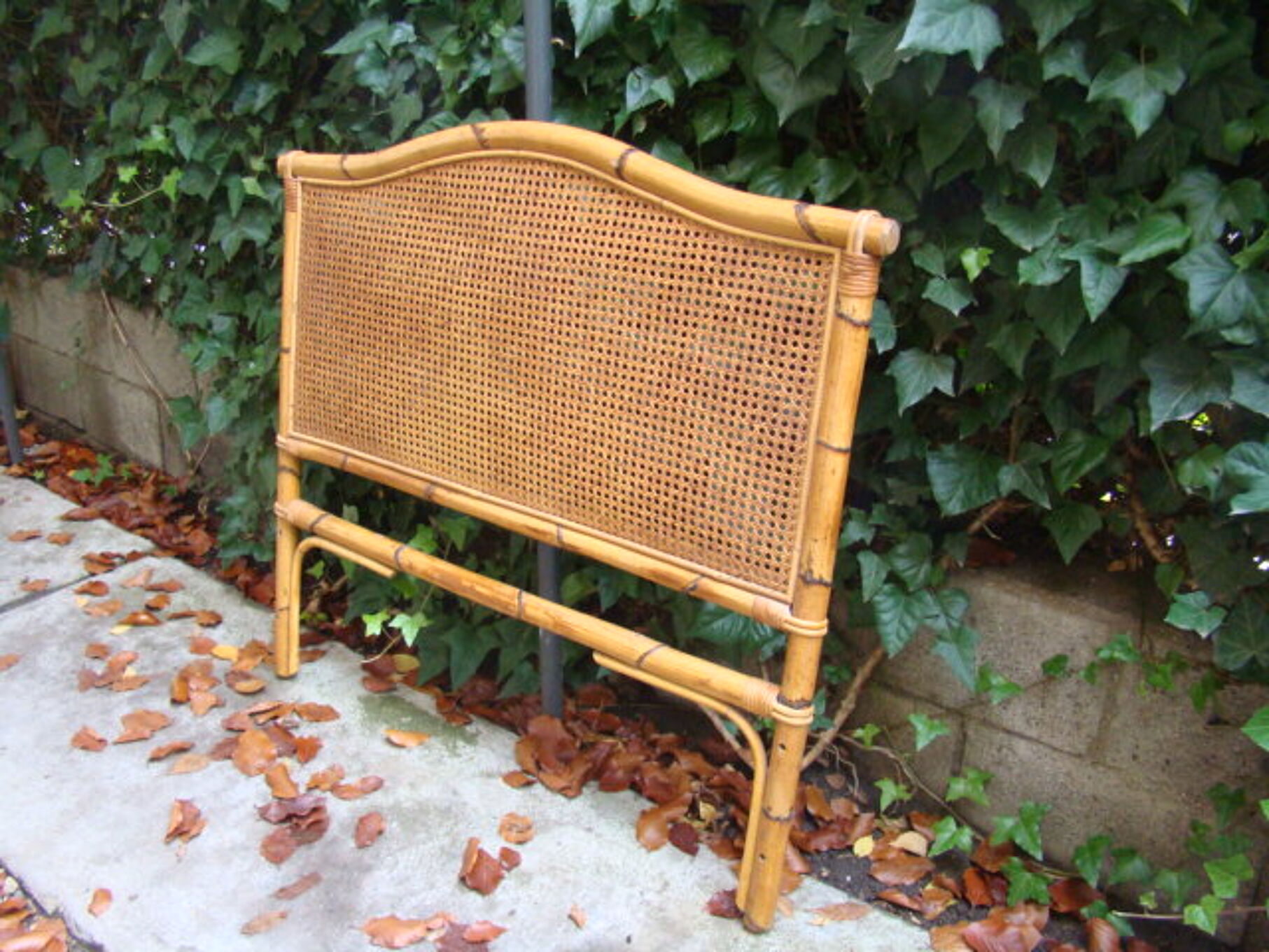 Tête de lit osier rotin ancienne | Selency