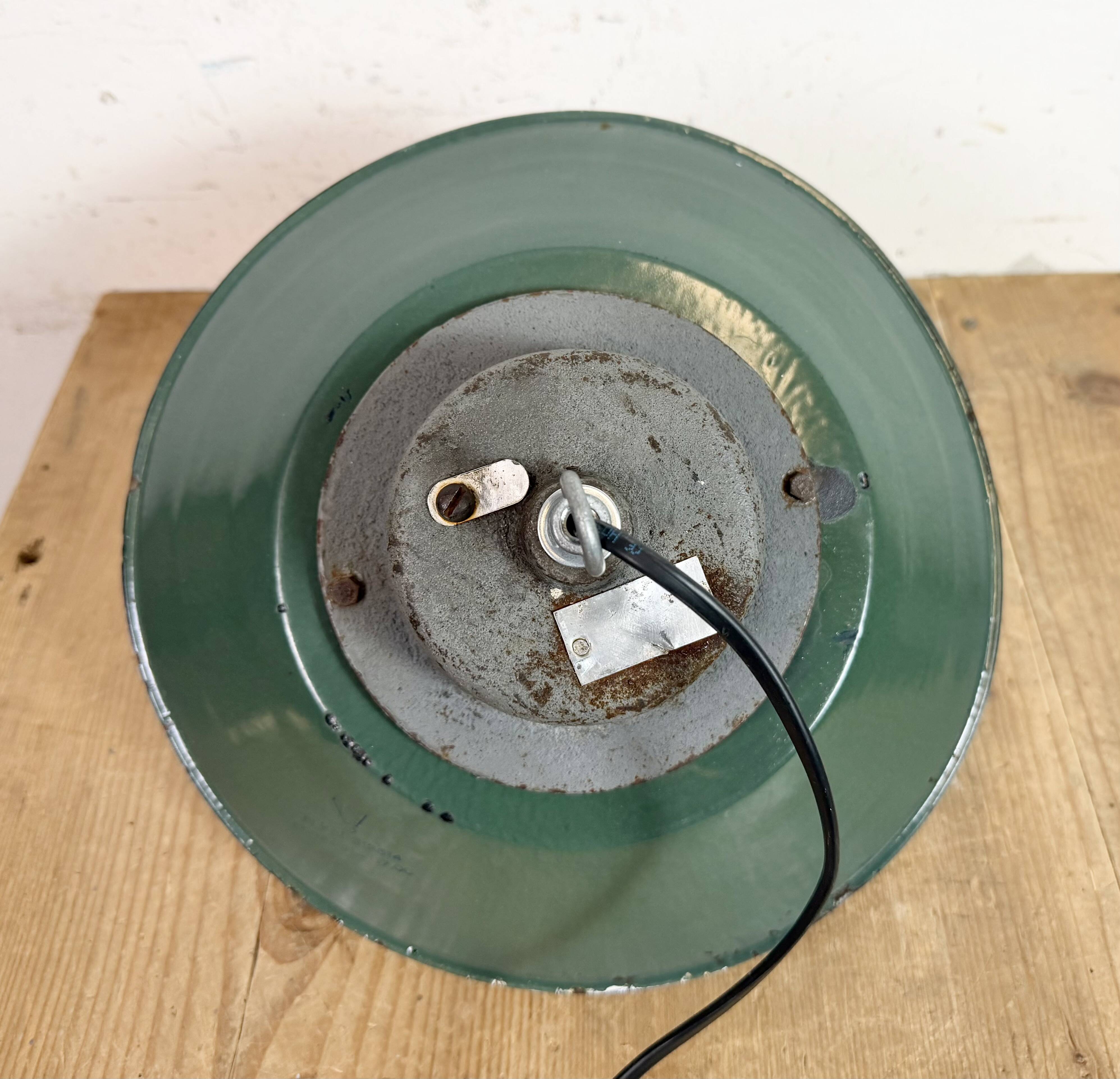 Green Enamel and Cast Iron Industrial Pendant Lamp, 1960s