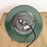 Green Enamel and Cast Iron Industrial Pendant Lamp, 1960s