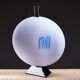 Postmodern Rhombus Shaped Table Lamp with Abstract Blue Stripes on Frosted Murano Glass