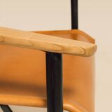 Maërl armchair, Galathée model, natural leather, solid wood armrests of your choice