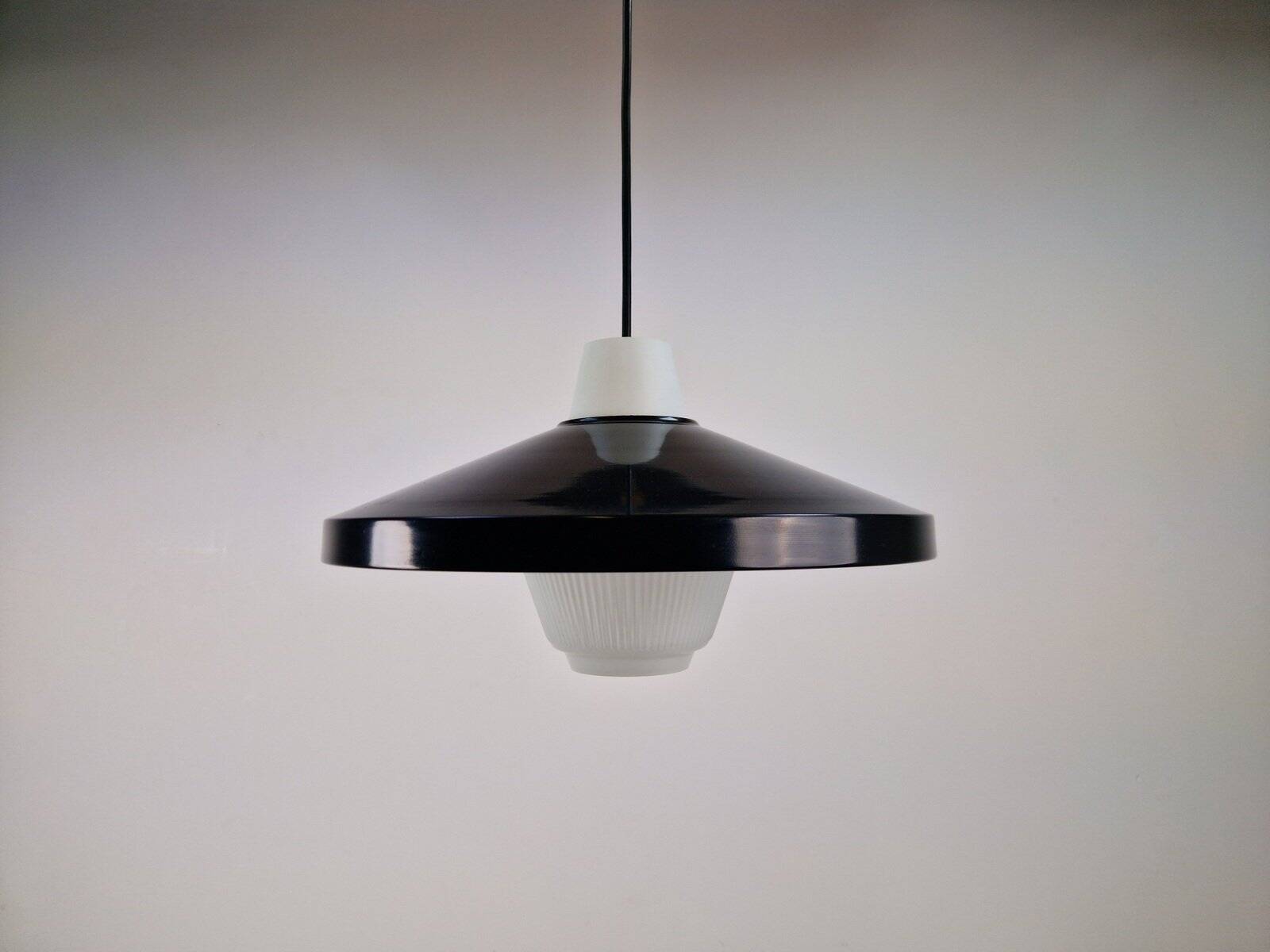 Opaline Glass Pendant Lamp attributed to Louis Kalff for Philips, 1960s
