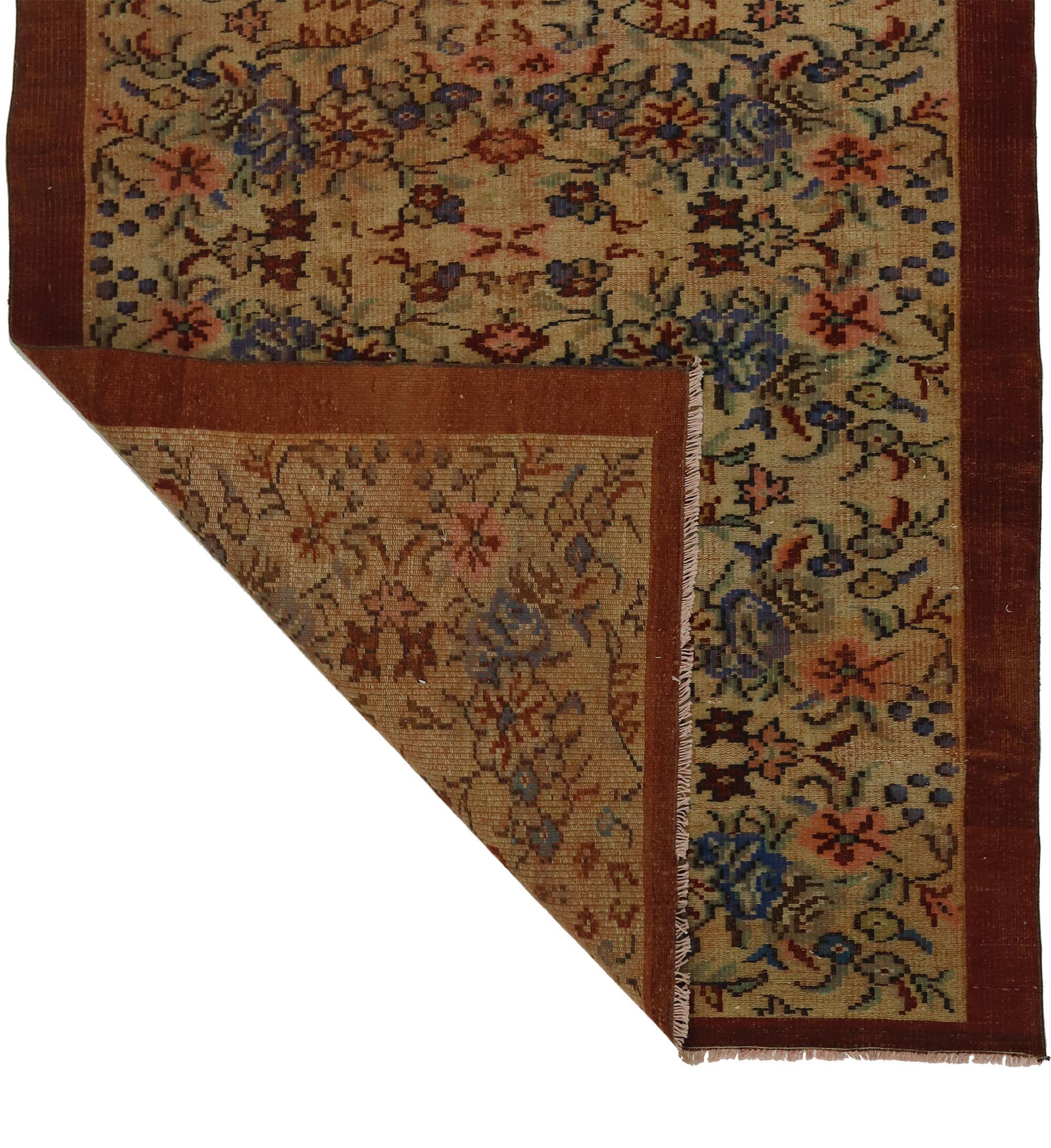 One-of-a-kind turkish handwoven vintage rug - rustic vintage charm 260x 158