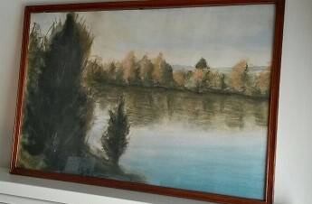 Pastel landscape "The banks of the Seine in autumn"