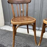 Pair of vintage 60s curved wood coffee chairs