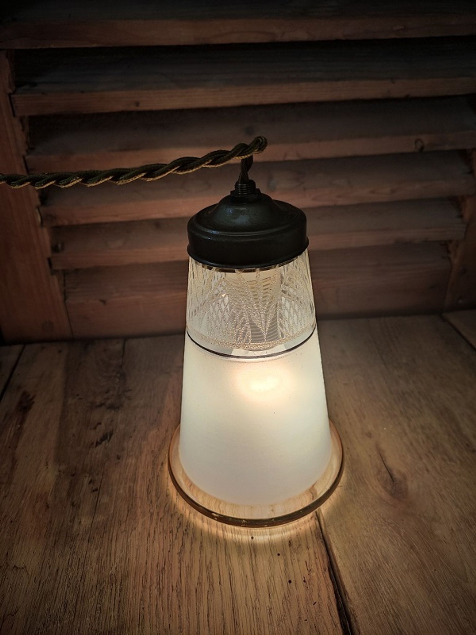 Walkman lamp lampshade in sandblasted glass art deco gilded old vintage