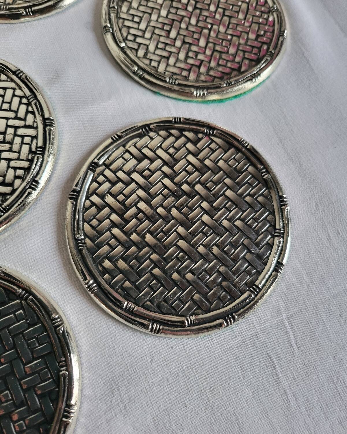 6 Coasters - Silver-plated coasters