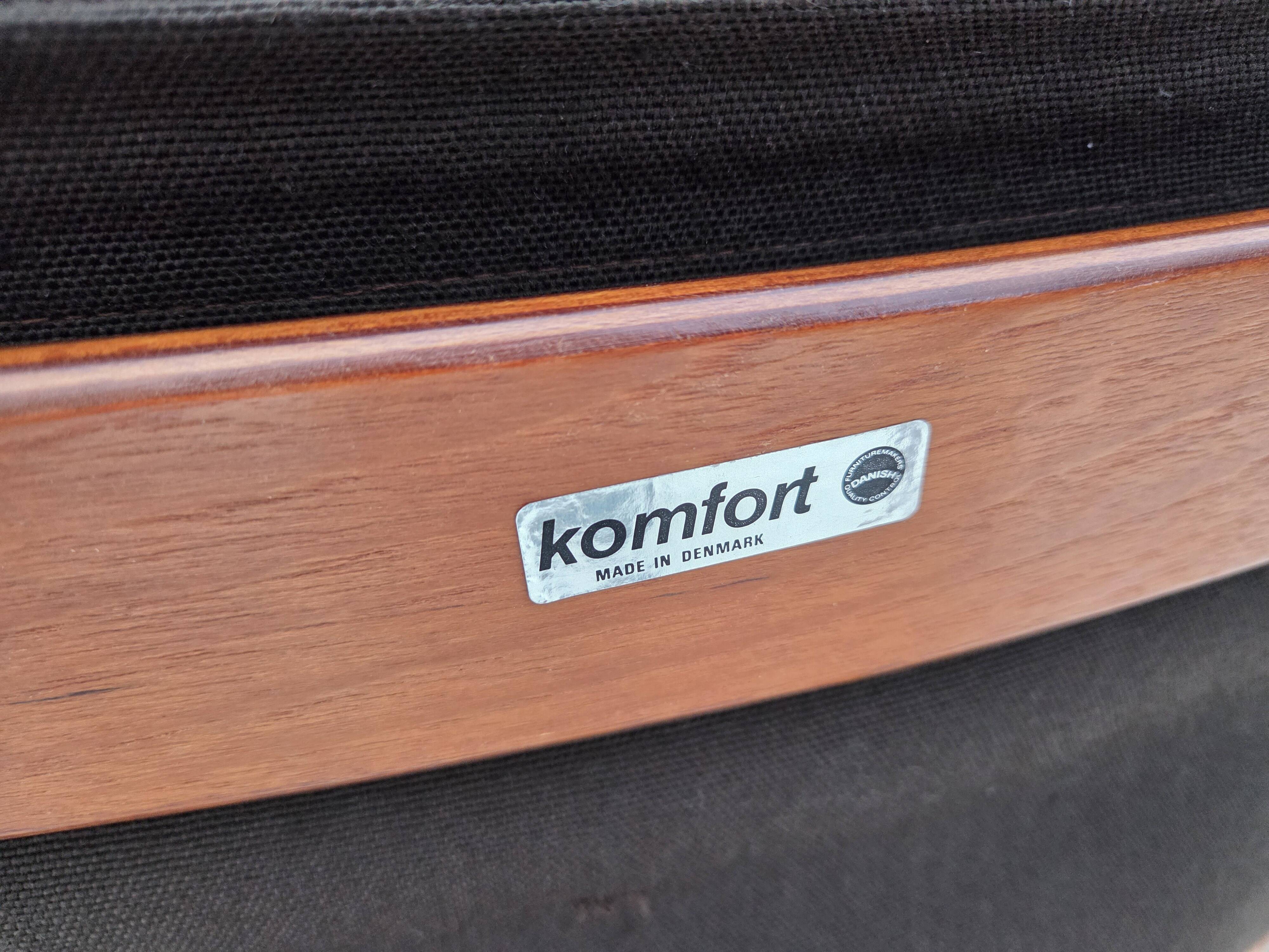 1970s, Danish armchair by Komfort, furniture leather, canvas, bent wood.