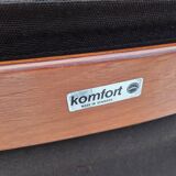 1970s, Danish armchair by Komfort, furniture leather, canvas, bent wood.