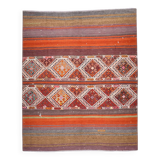 4x5 Multicolor Turkish Kilim Rug, 113x135Cm