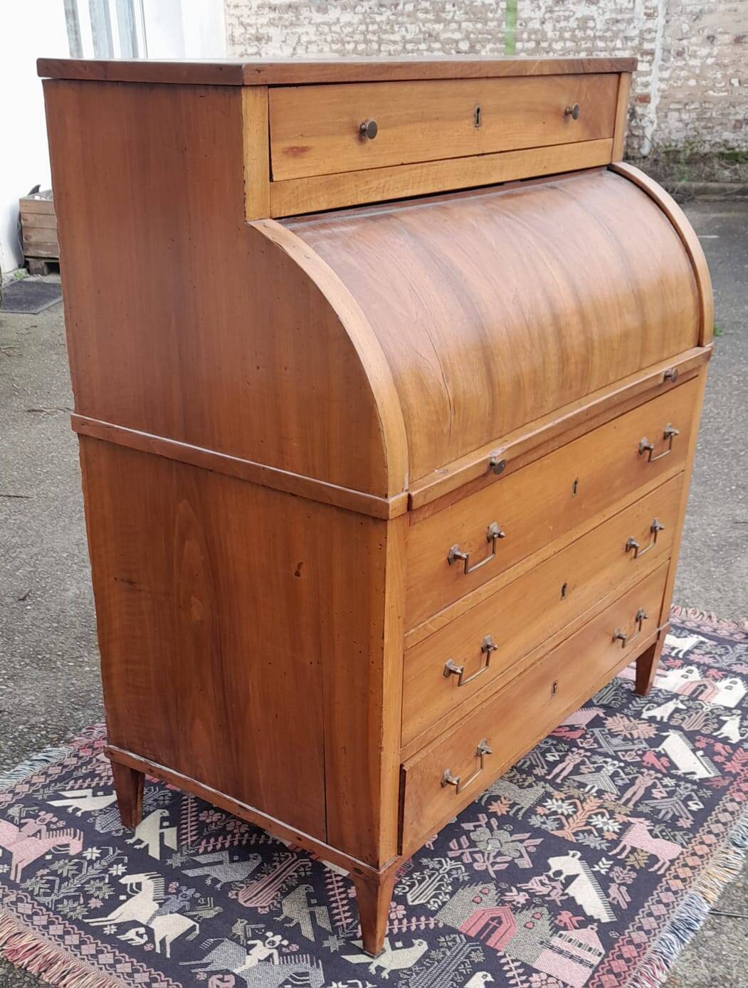 Louis XVI Walnut Cylinder Desk, 18th Century.