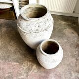 Planter, small whitewashed concrete pot, 1950s