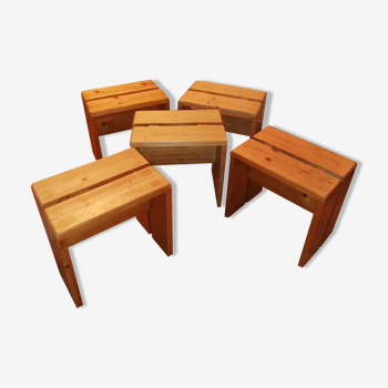 Series of 5 stools by Charlotte Perriand les Arcs