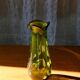 Free-form olive green art glass vase by Gyula Budveszel, Hungary, 1990s