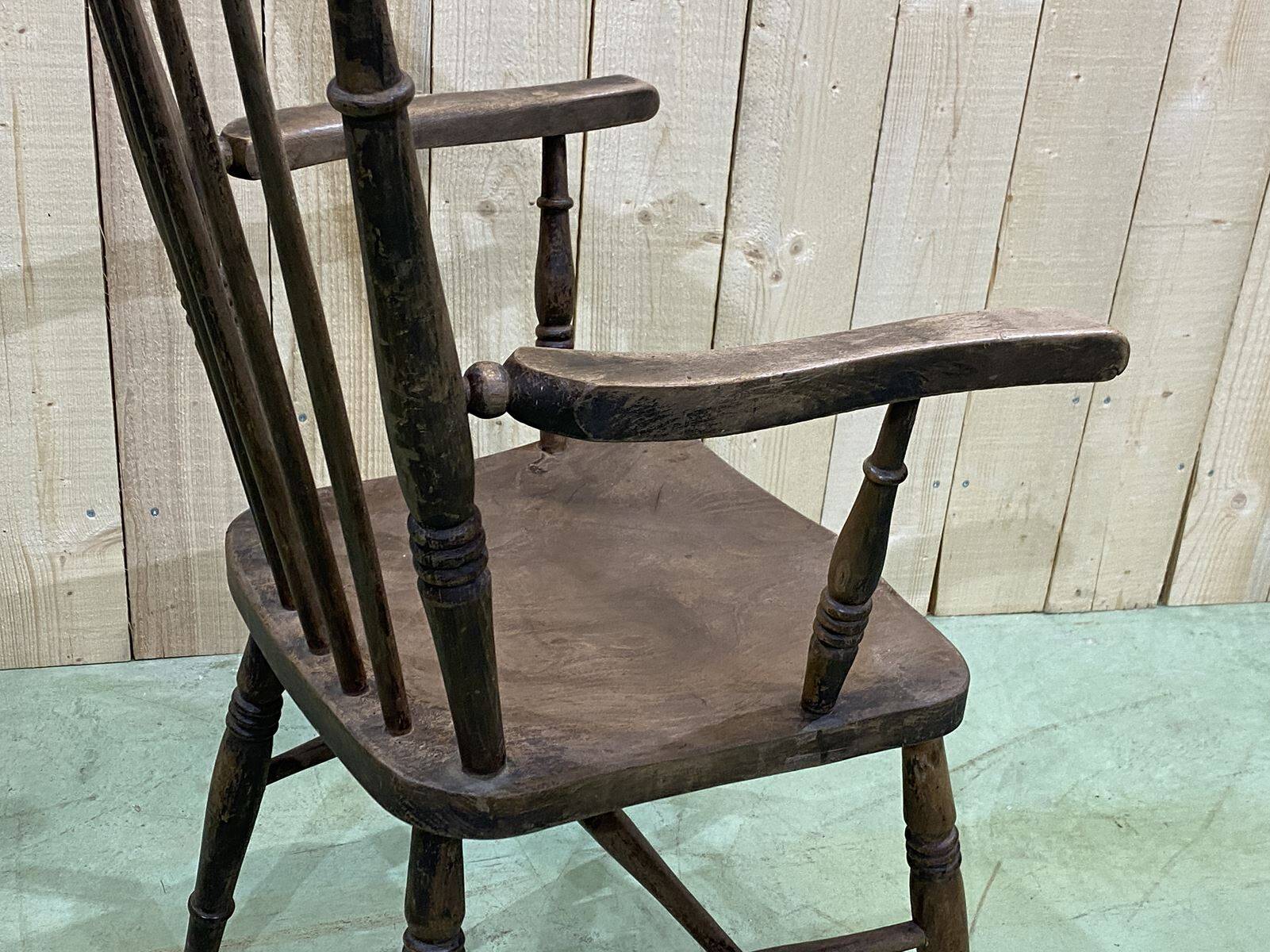 Fauteuil anglais en orme de la fin du XIXème