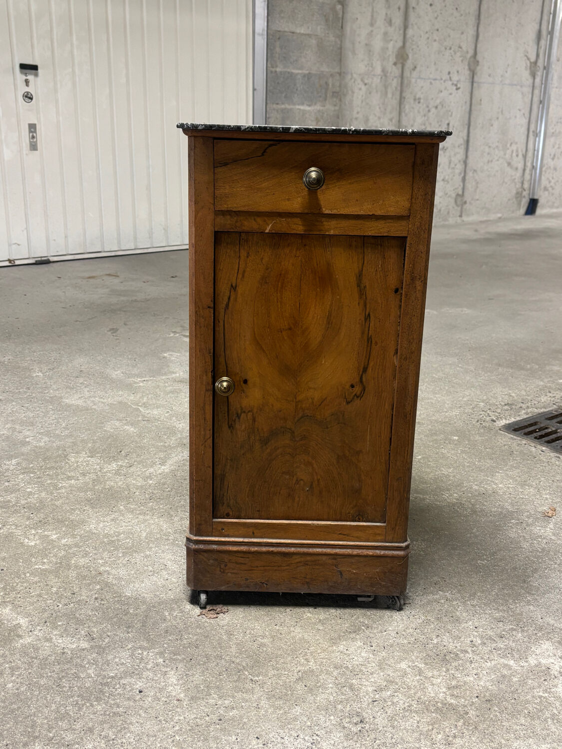 Wood and marble bedside table