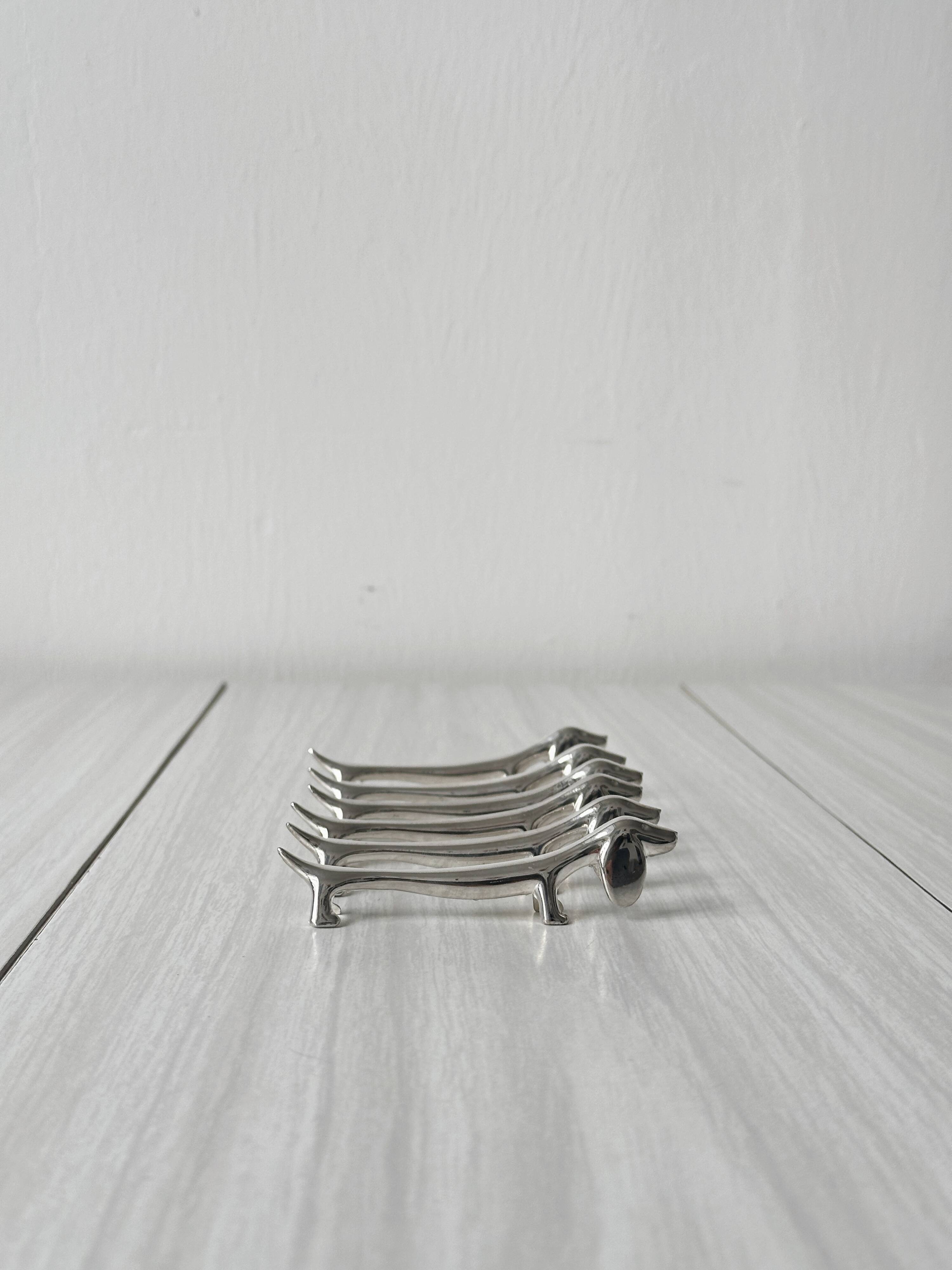 White stainless steel dachshund knife holder