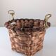 David Marshall brutalist splint wood and cast brass basket, 1970s