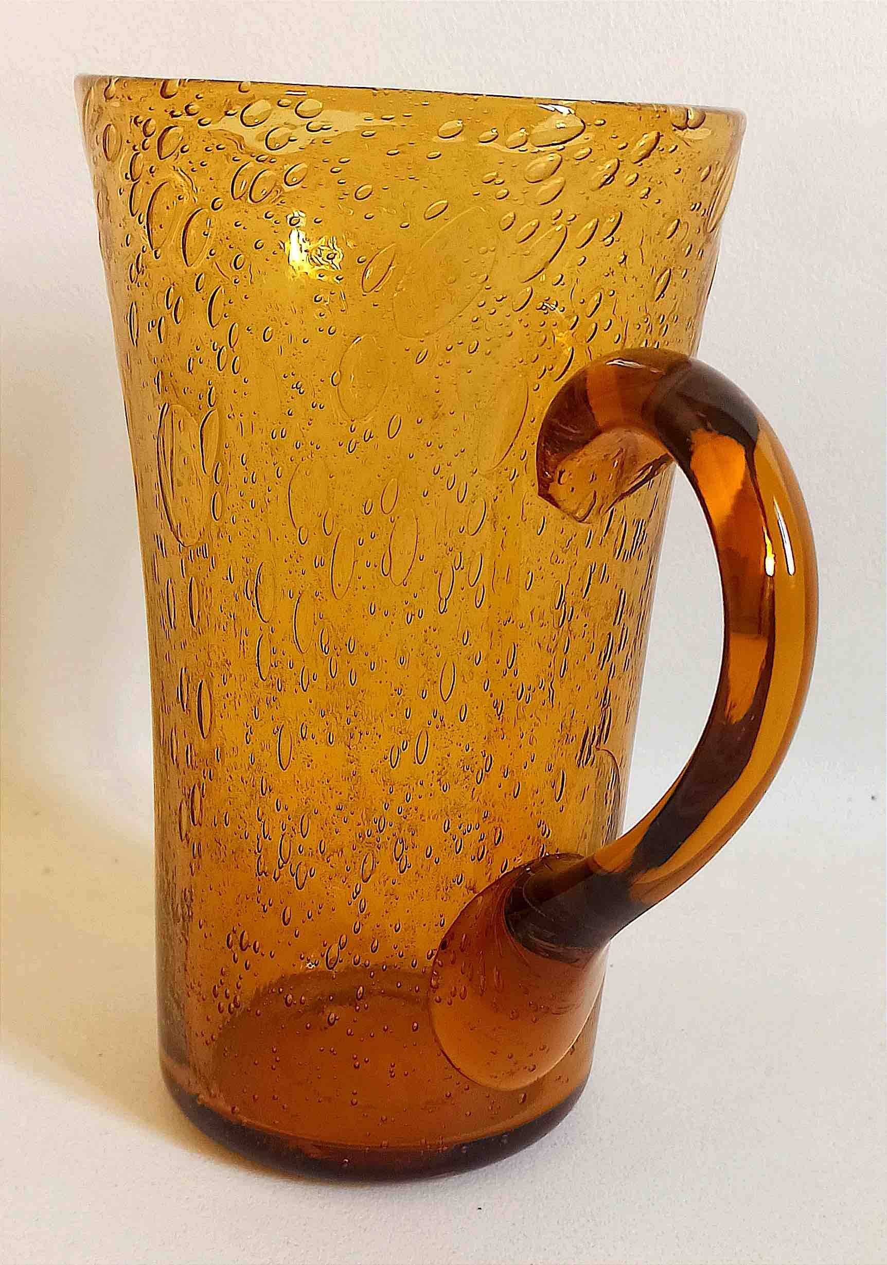 Biot carafe, amber glass, 1970s, height 21 cm