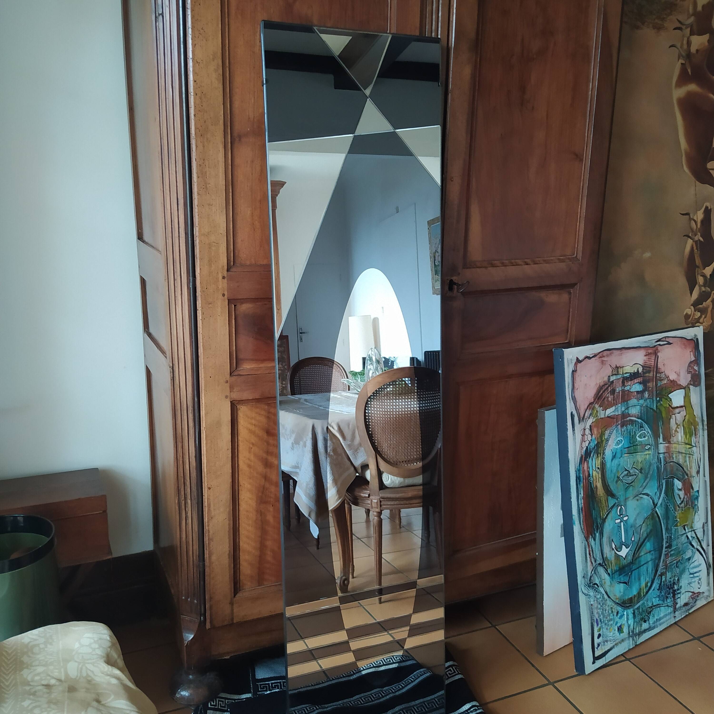 miroir XXL vintage 1960 designer Jacques Hitier pour Marly Frères