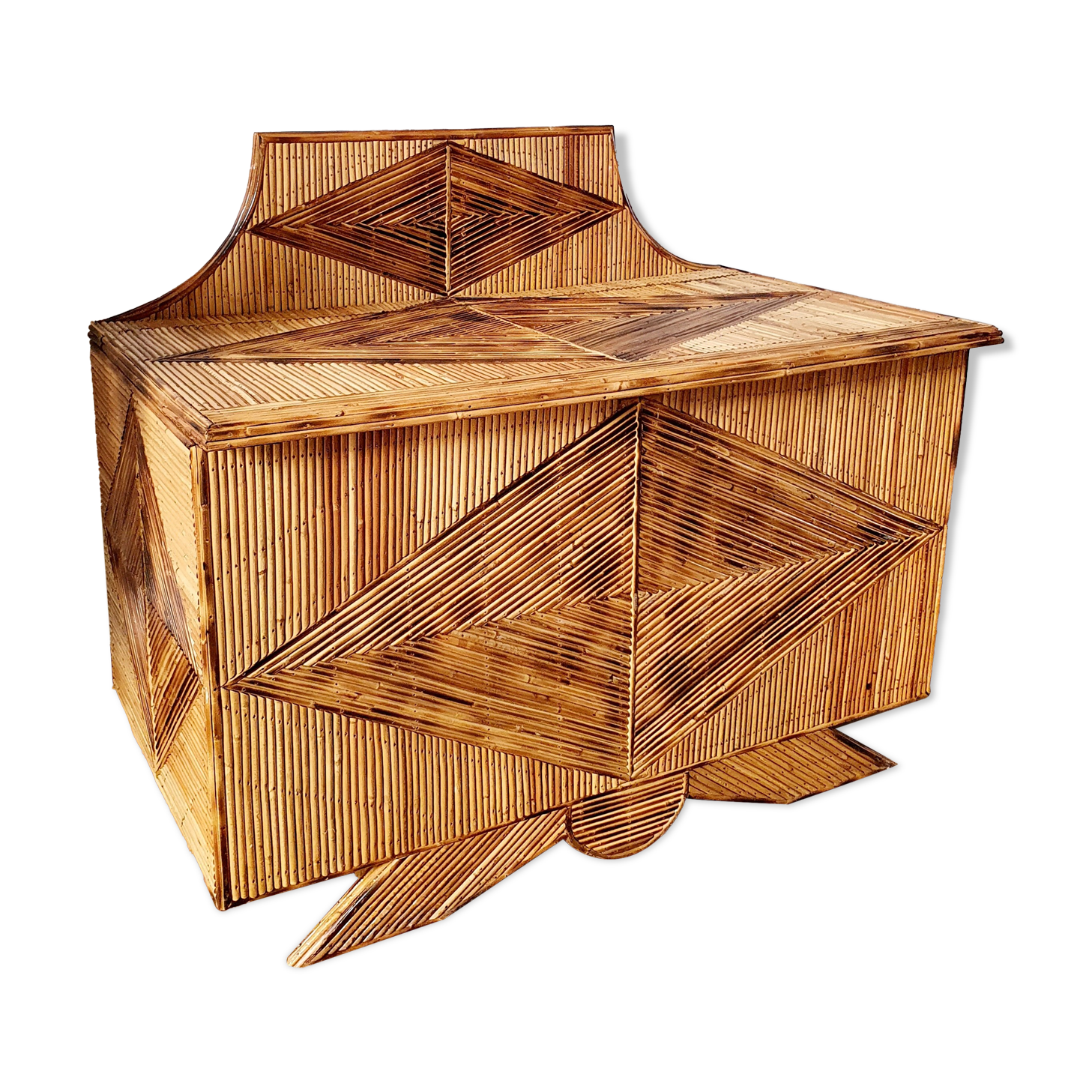 Rattan marquetry chest