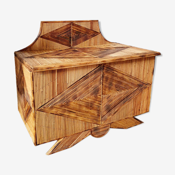 Rattan marquetry chest