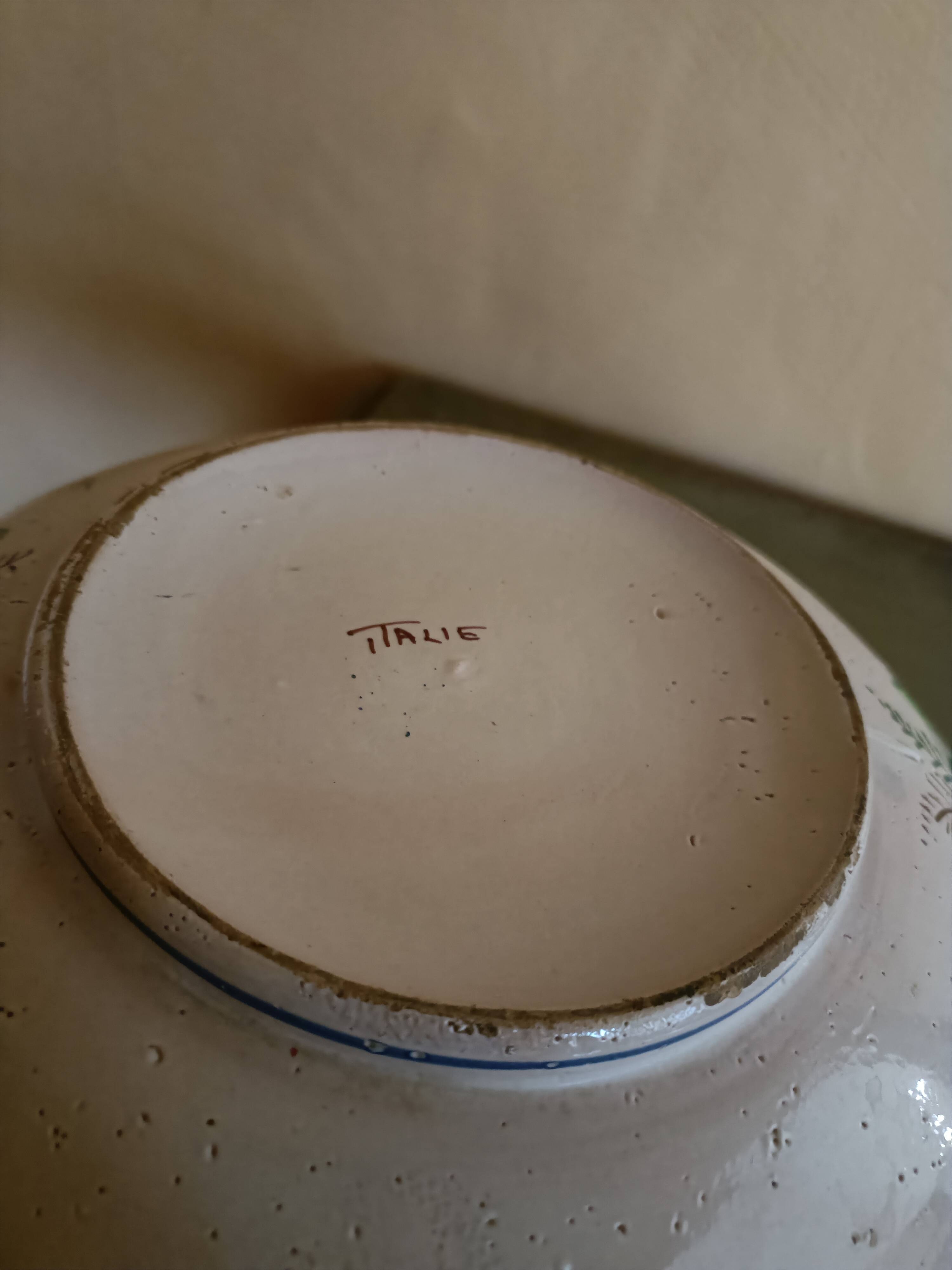Large antique salad bowl with hand-painted decoration