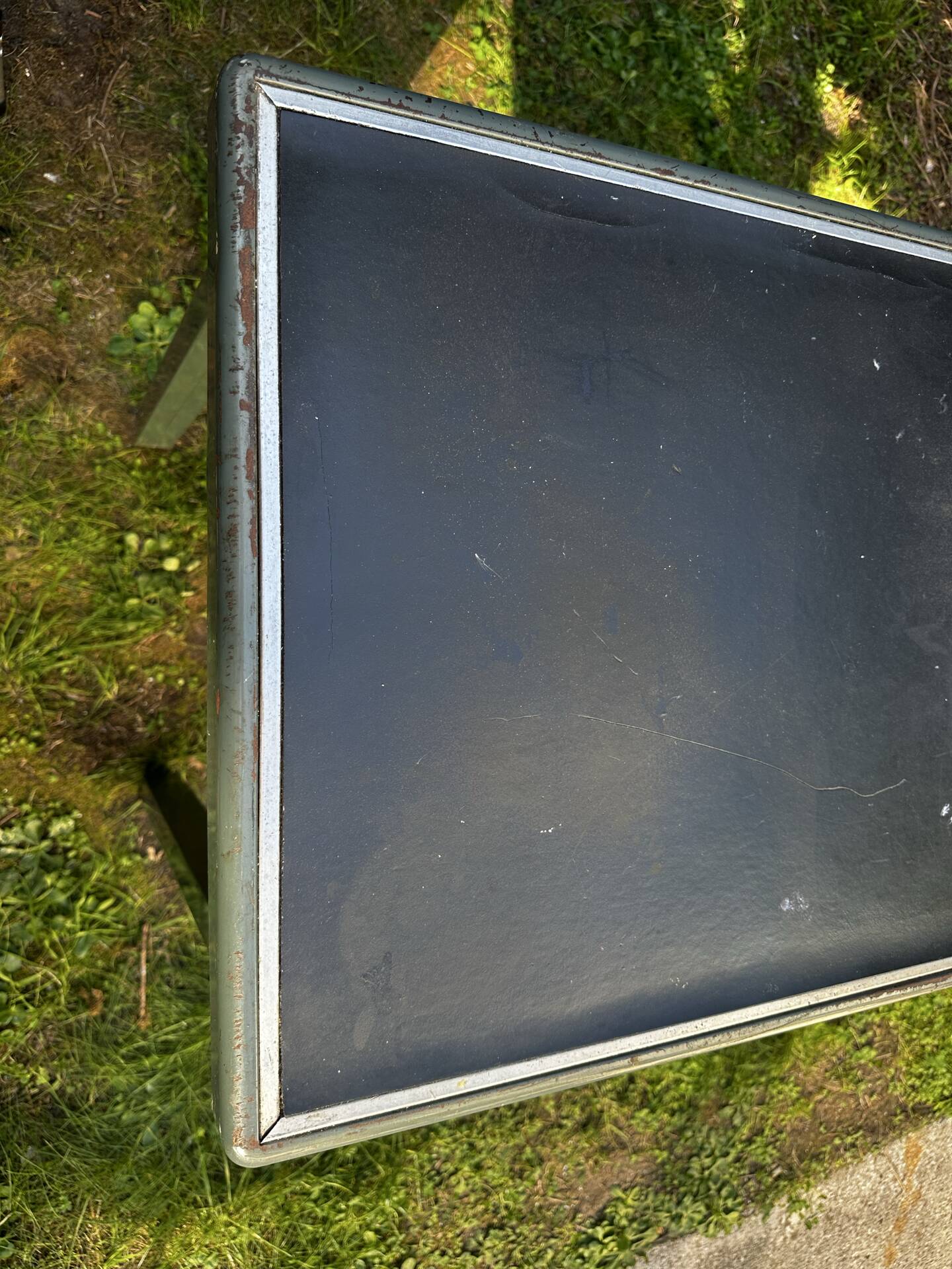 Vintage green metal industrial desk – 1950s
