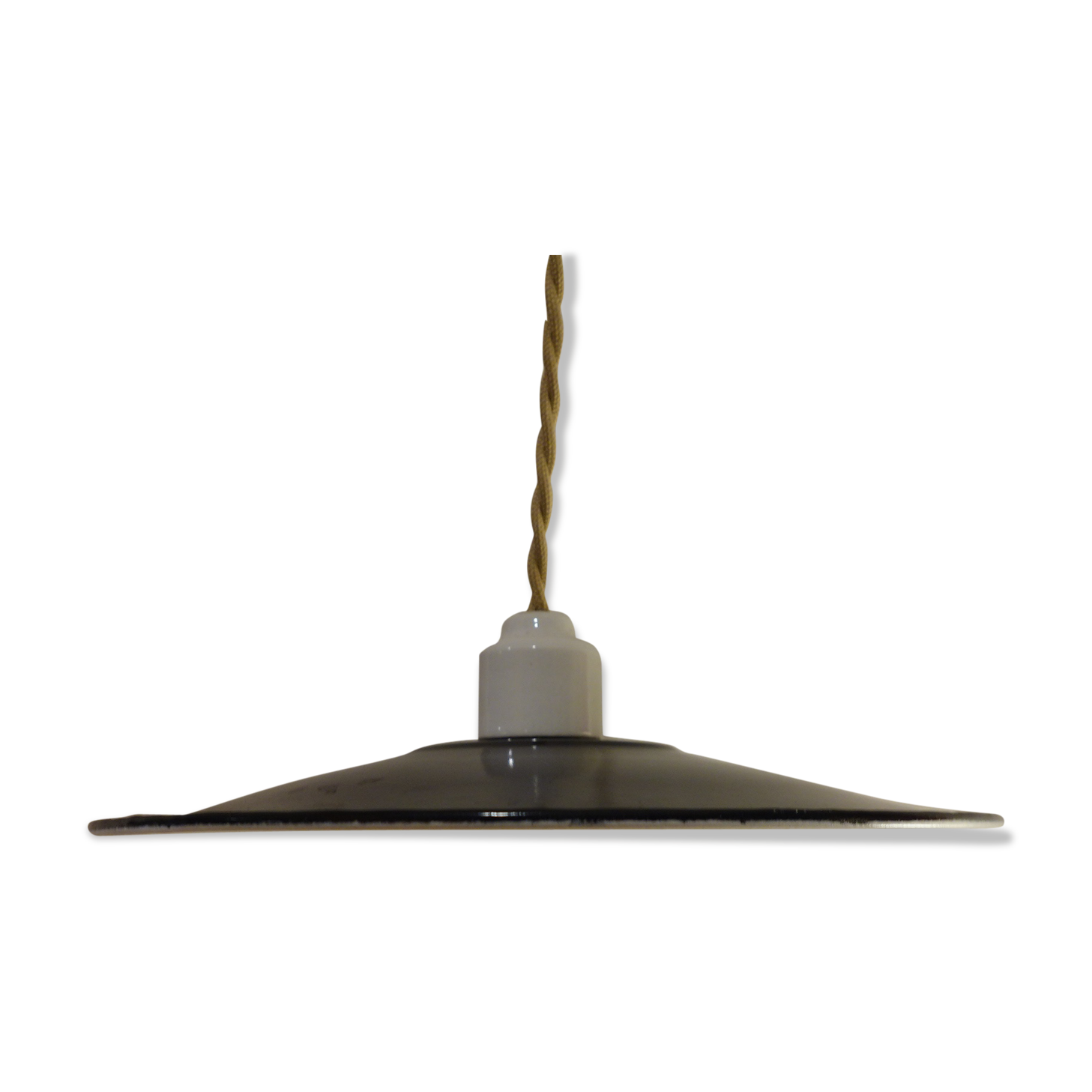 Black enamelled suspension - porcelain rosette